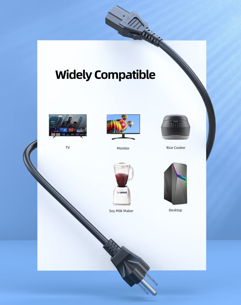 Superer 3 Prong AC Power Cord Cable Fit for Sony PlayStation PS3 First Generation(Fat), Xbox 360 1st Generation(Fat) Replacement - Image 3